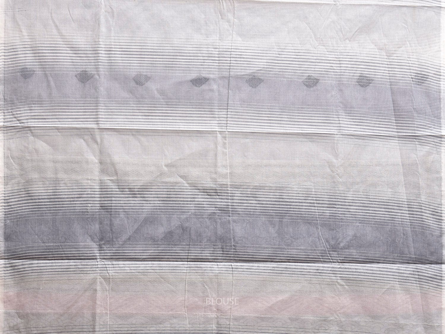 Grey Venkatagiri Cotton Saree with Strips Buta and Pallu Design v0142