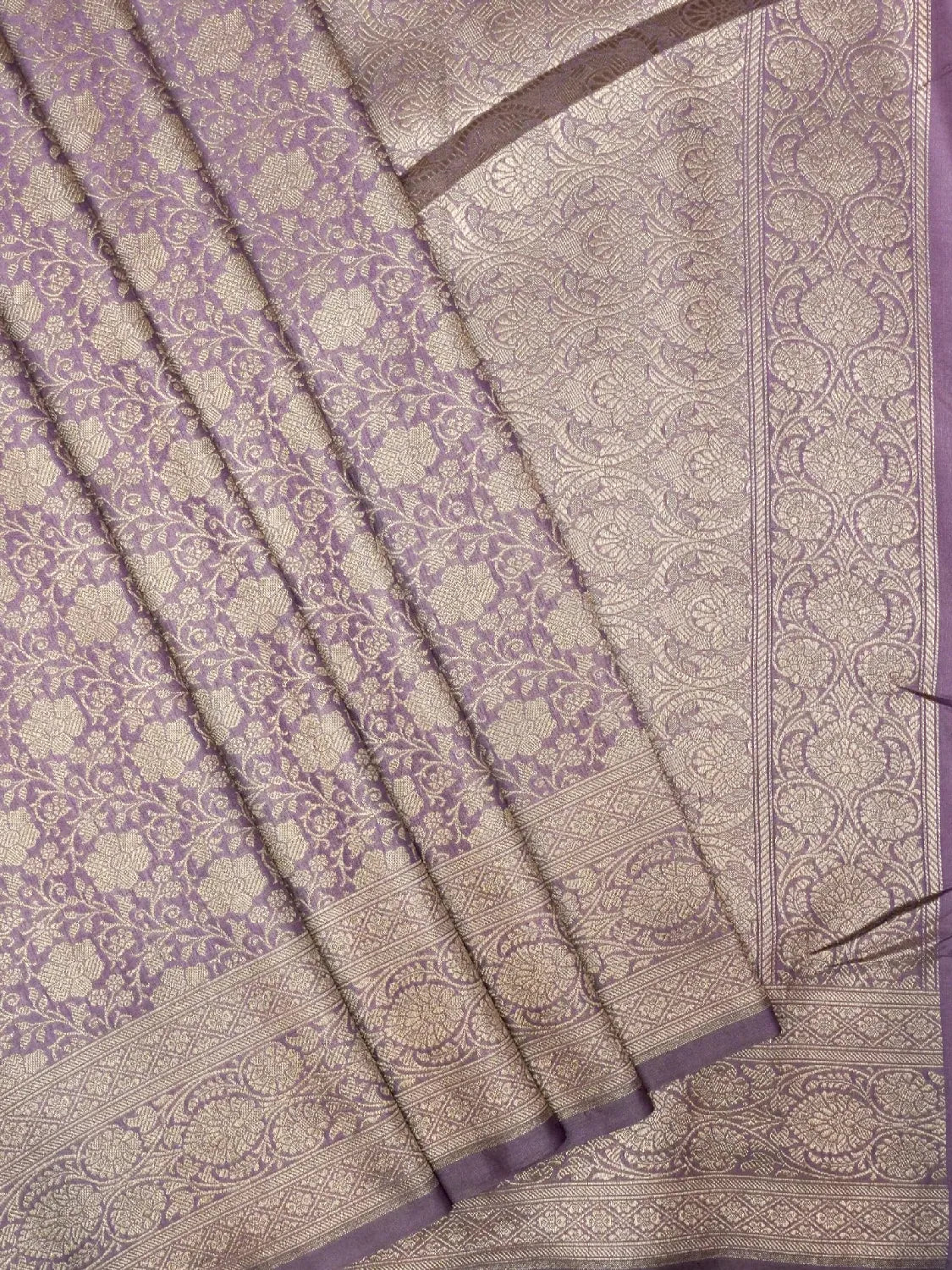 Banarasi Katan Silk Saree in Lavender with Intricate Brocade Jaal DSK0033