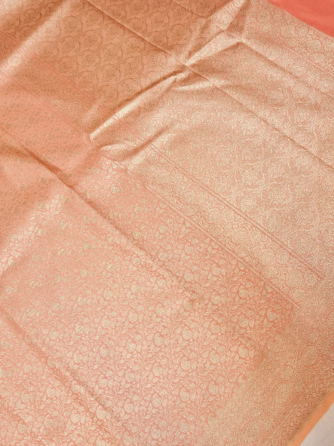 Luminous Pink Banarasi Katan Silk Saree with All-Over Gold Brocade Jaal DSK0037