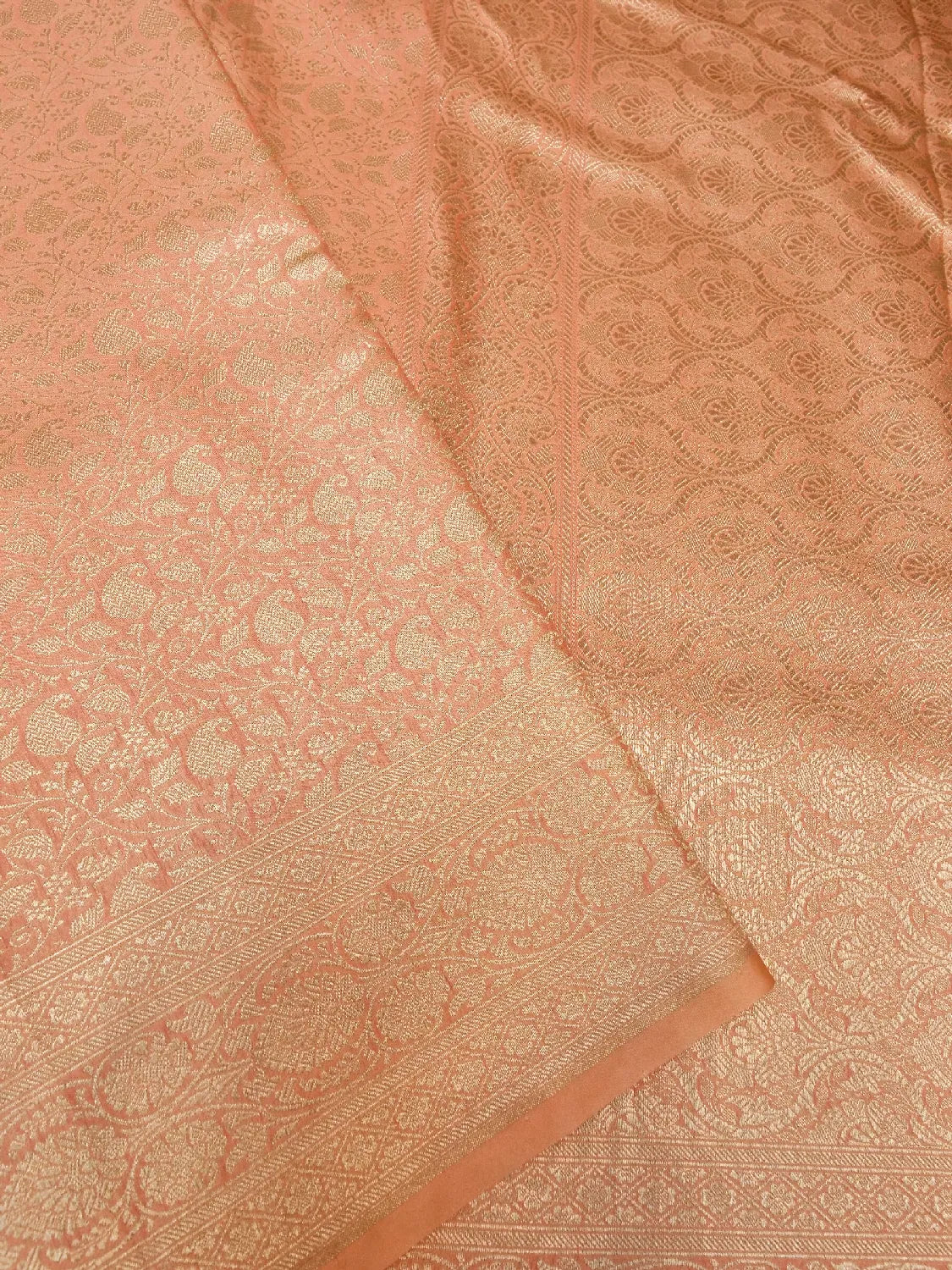 Luminous Pink Banarasi Katan Silk Saree with All-Over Gold Brocade Jaal DSK0037
