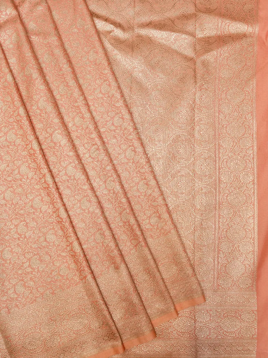 Luminous Pink Banarasi Katan Silk Saree with All-Over Gold Brocade Jaal DSK0037