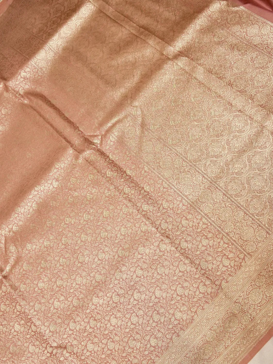 Deep Dusty Rose Katan Silk Saree with Intricate Zari Jaal DSK0038
