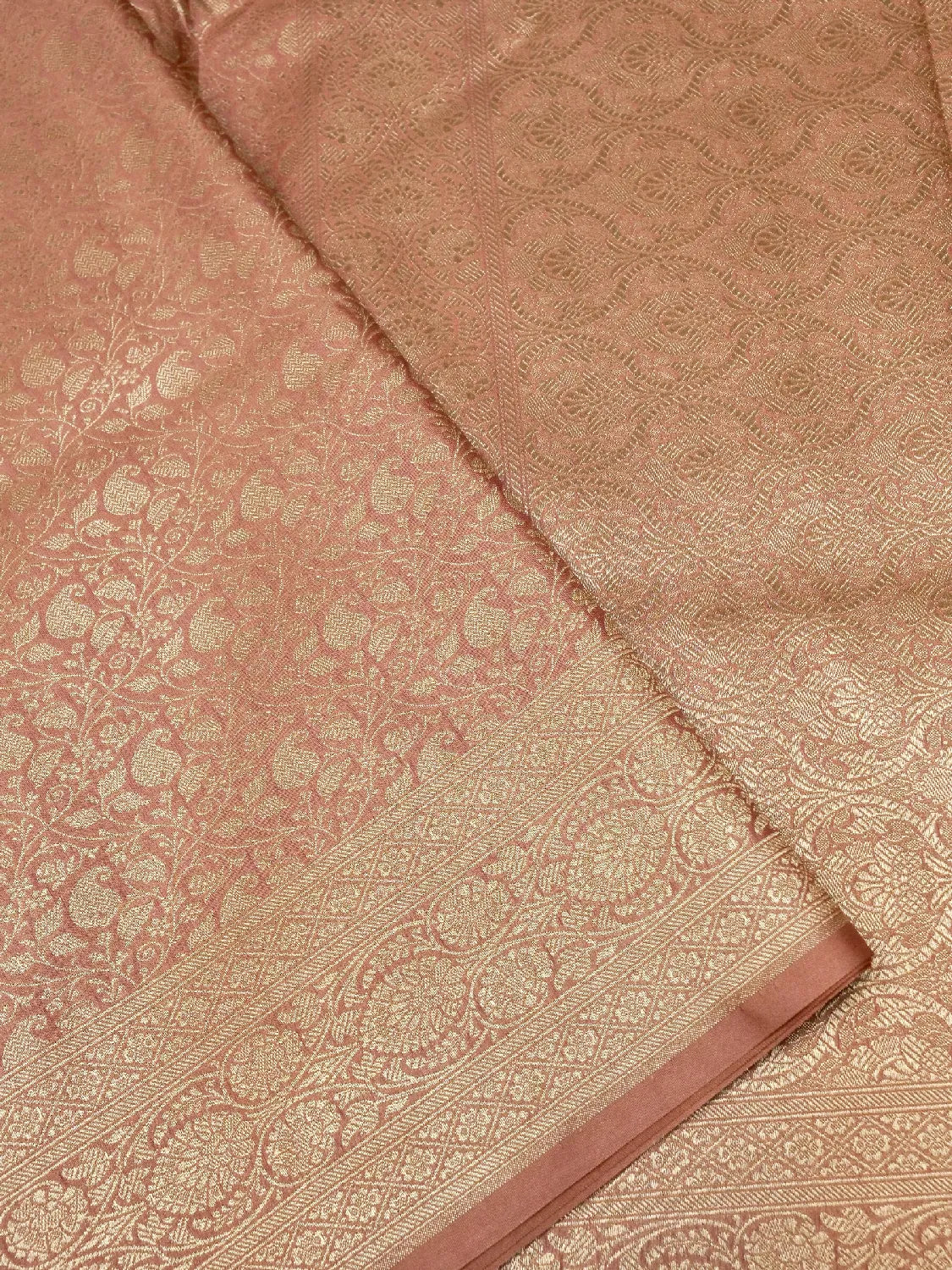 Deep Dusty Rose Katan Silk Saree with Intricate Zari Jaal DSK0038