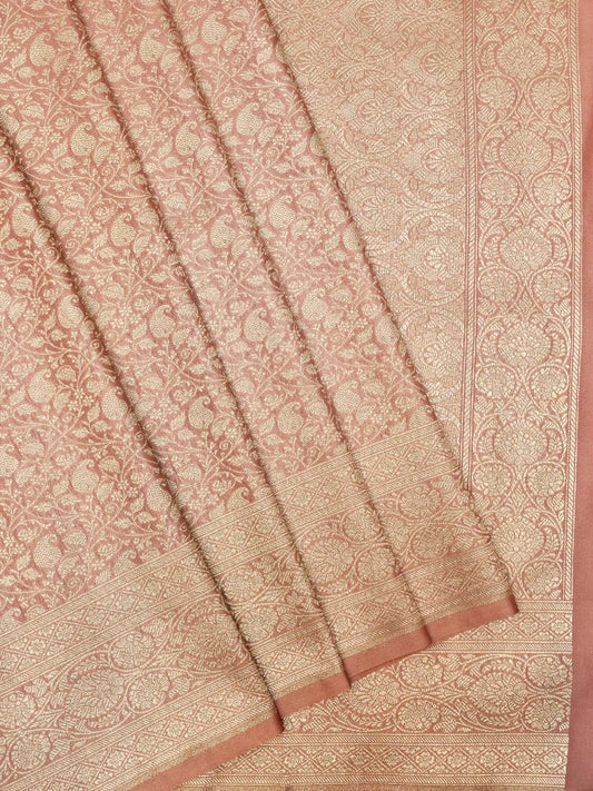 Deep Dusty Rose Katan Silk Saree with Intricate Zari Jaal DSK0038