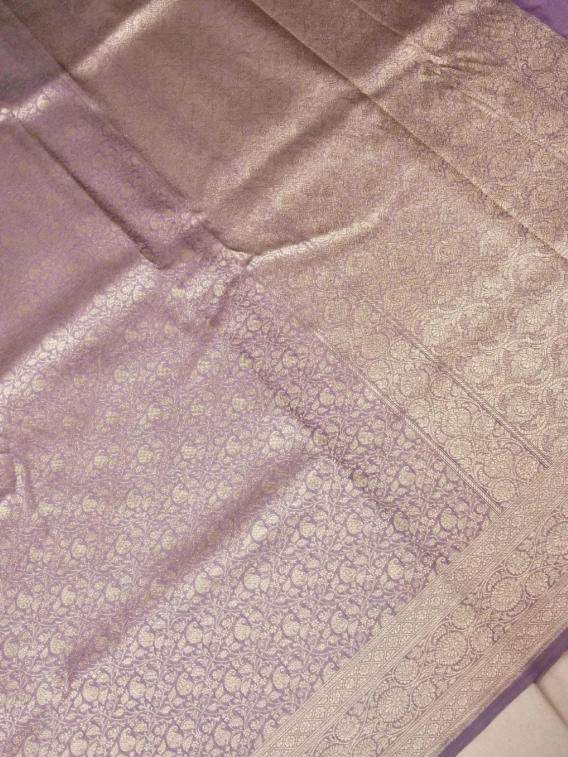 Muted Lavender Katan Silk Saree with Intricate Zari Weave DSK0039