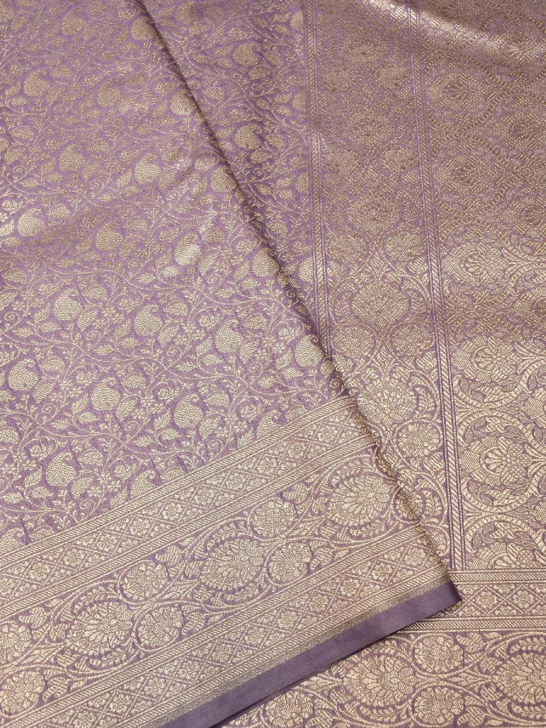 Muted Lavender Katan Silk Saree with Intricate Zari Weave DSK0039