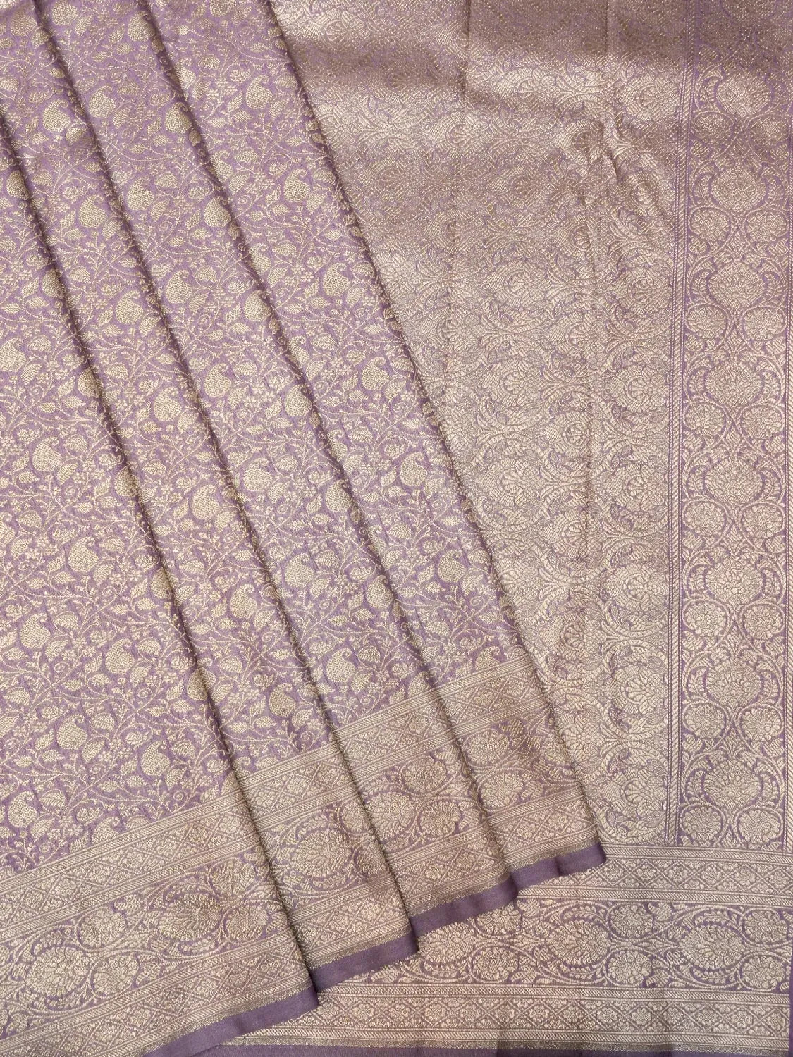 Muted Lavender Katan Silk Saree with Intricate Zari Weave DSK0039