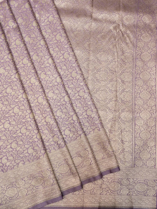 Muted Lavender Katan Silk Saree with Intricate Zari Weave DSK0039