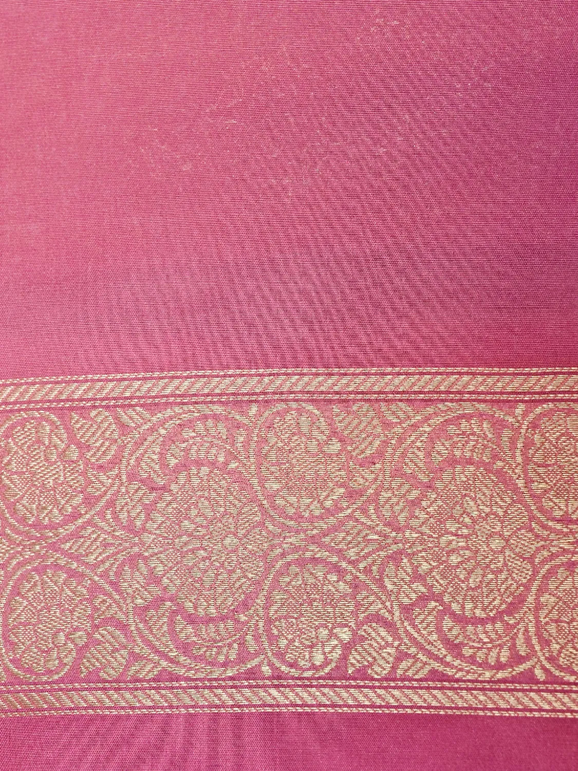 Luxurious Deep Rose Pink Banarasi Katan Silk Saree with All-Over Gold Brocade DSK0045