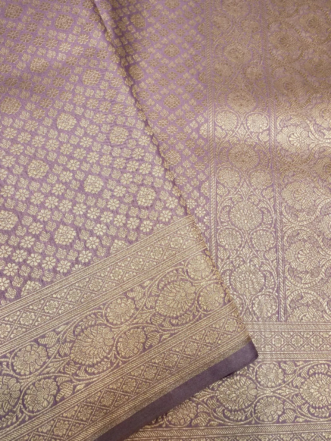 Lavender Banarasi Katan Silk Saree with Antique Gold Zari Weave DSK0046