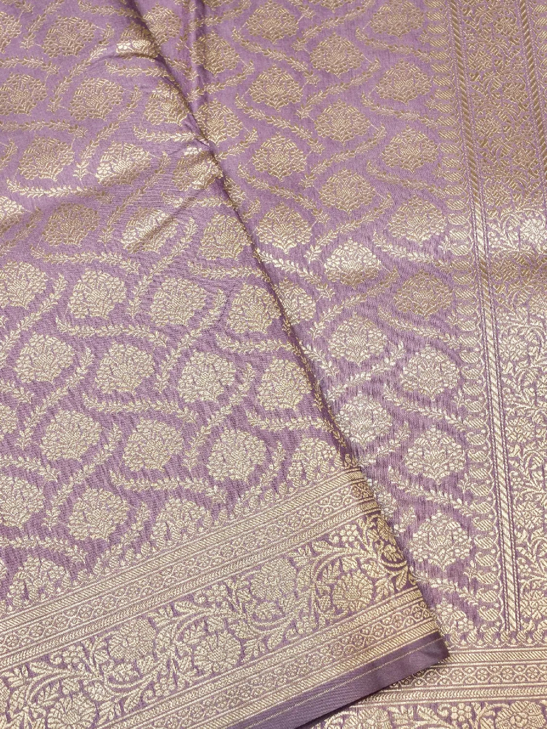 Dusty Purple Banarasi Katan Silk Saree | Luxurious All-Over Zari Butta and Heavy Border DSK0052