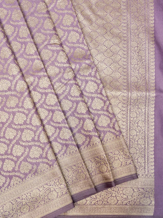 Dusty Purple Banarasi Katan Silk Saree | Luxurious All-Over Zari Butta and Heavy Border DSK0052