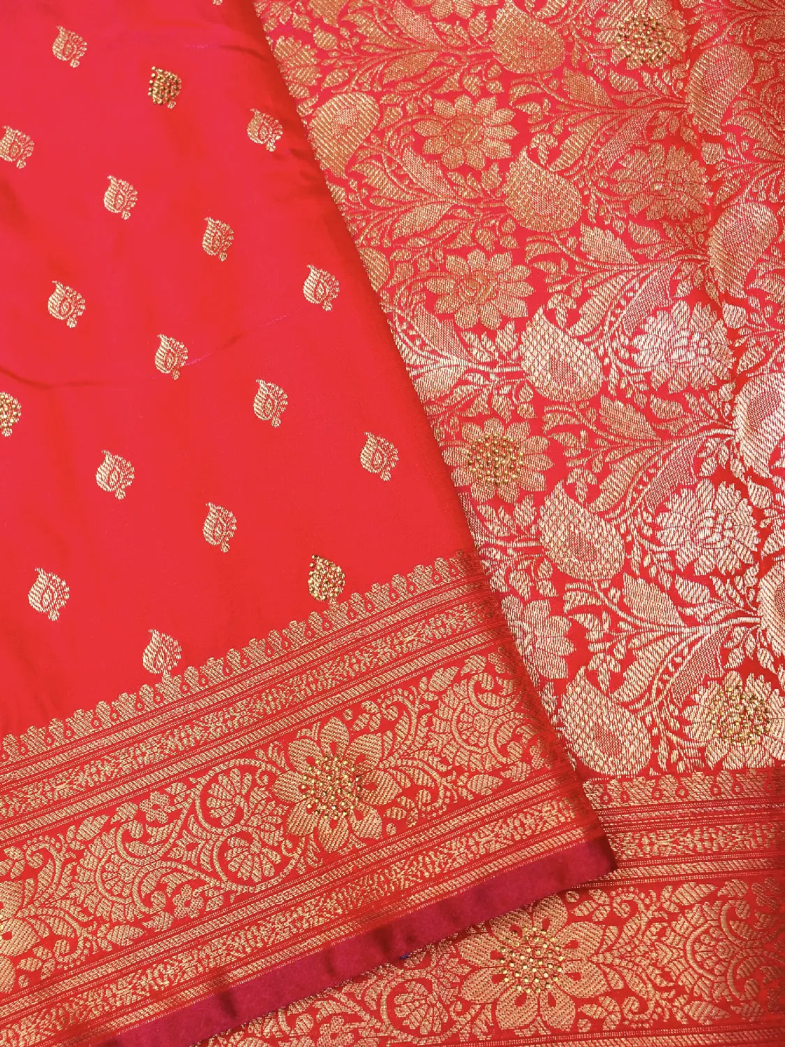 Vibrant Rani Pink Banarasi Silk Saree with Heavy Gold Zari Swarovski Crystal Stones Weave DSK0020