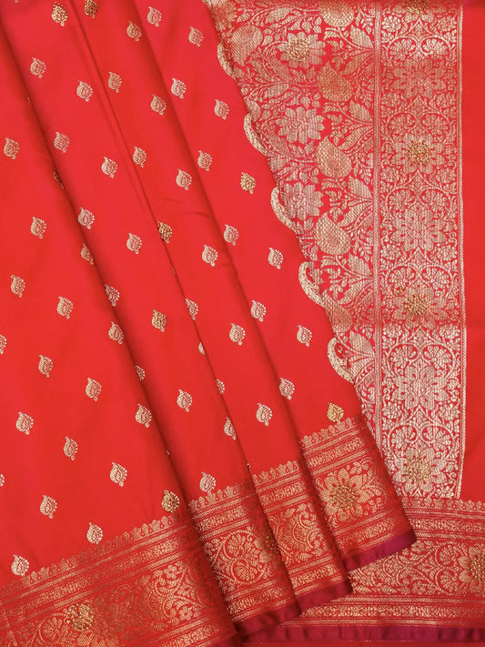 Vibrant Rani Pink Banarasi Silk Saree with Heavy Gold Zari Swarovski Crystal Stones Weave DSK0020