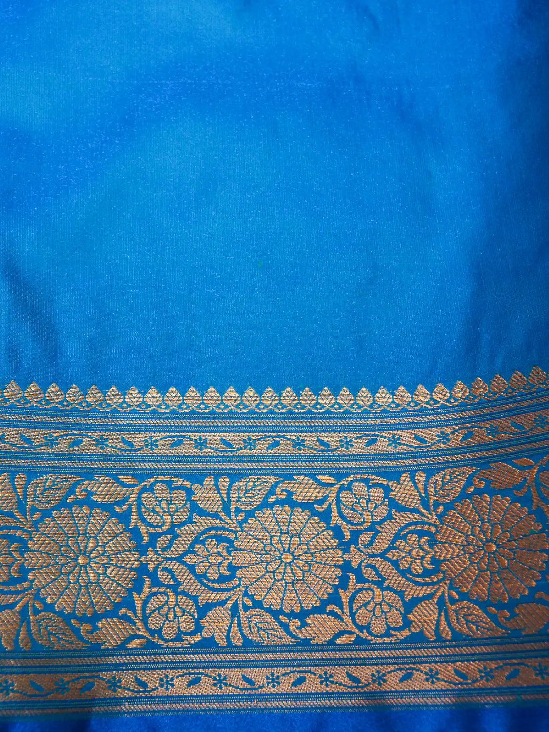 Vibrant Sky Blue Banarasi Silk Saree with Delicate Gold Zari Weave  DSK0025