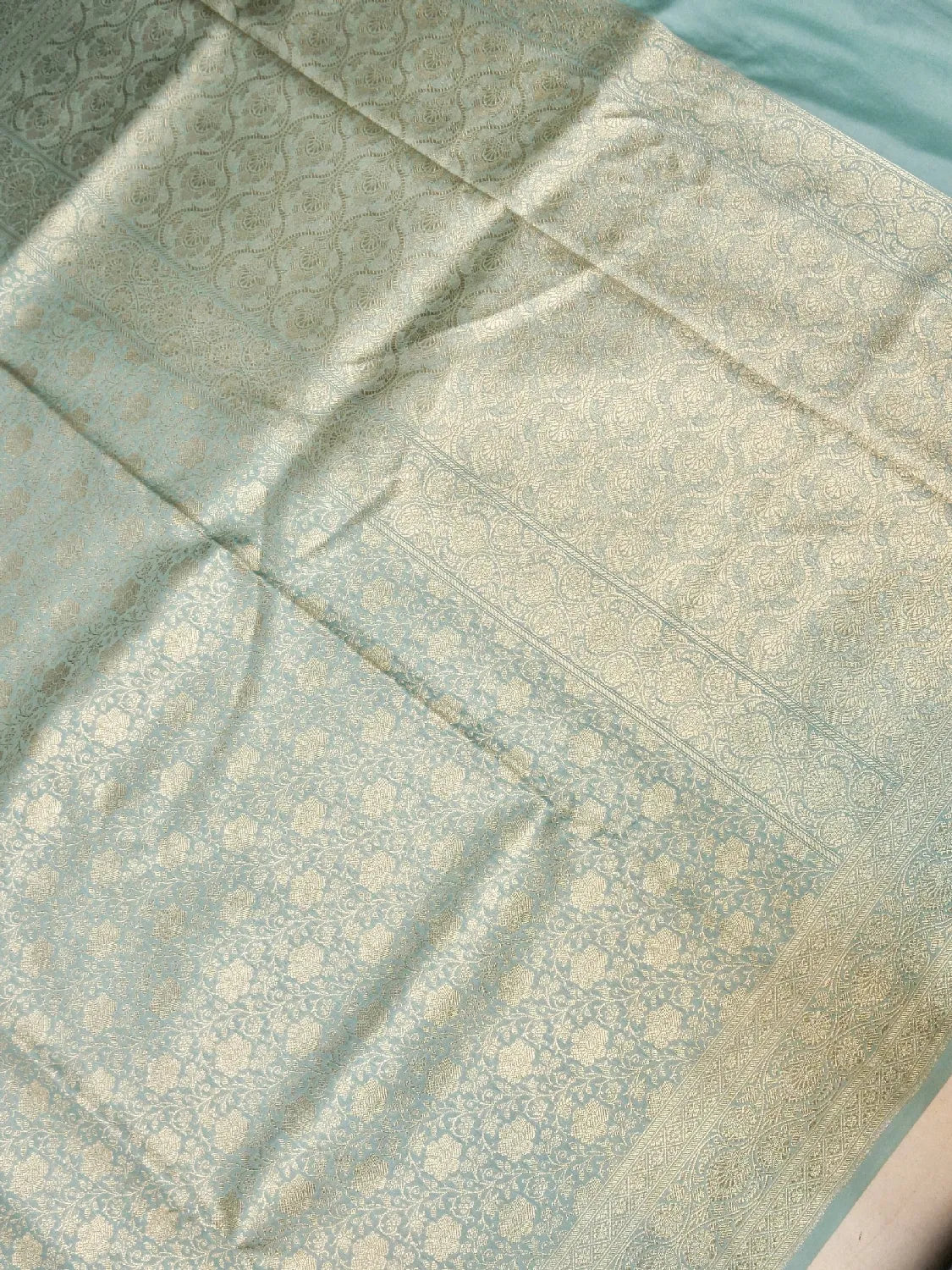 Elegant Pastel Pista Green Banarasi  Katan Silk Saree with All-Over Jangla Zari Weave  DSK0028