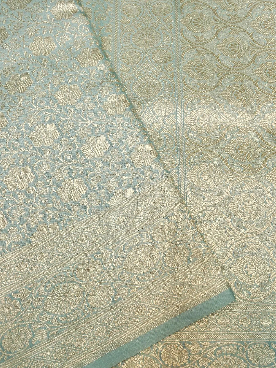 Elegant Pastel Pista Green Banarasi  Katan Silk Saree with All-Over Jangla Zari Weave  DSK0028