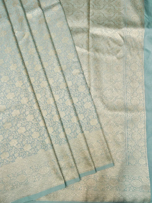 Elegant Pastel Pista Green Banarasi  Katan Silk Saree with All-Over Jangla Zari Weave  DSK0028
