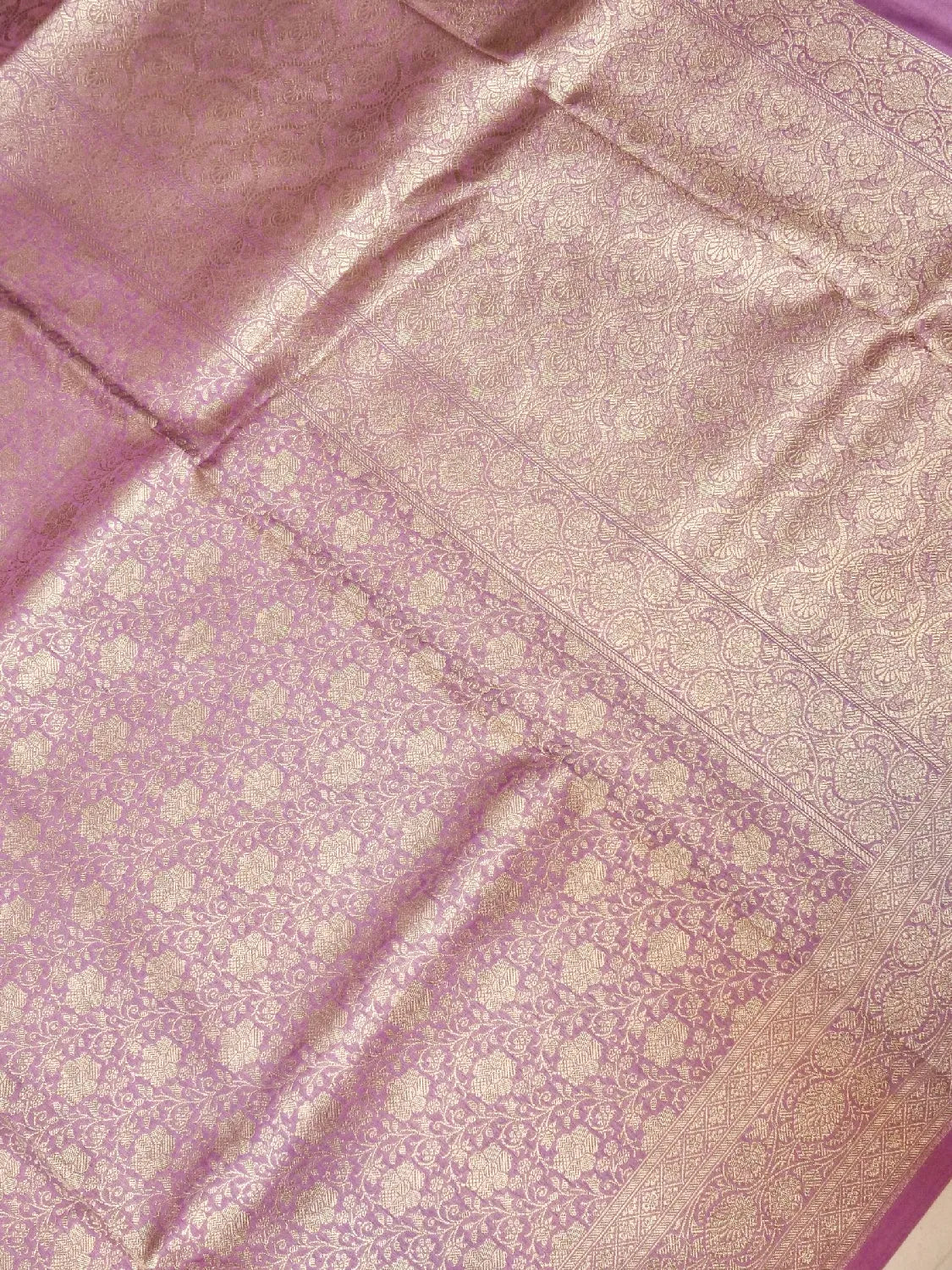 Sophisticated Pastel Pink Katan Silk Saree - Monochromatic Floral Zari DSK0029