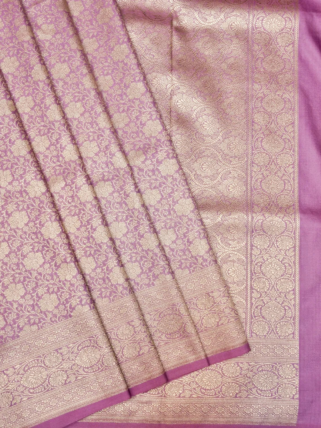 Sophisticated Pastel Pink Katan Silk Saree - Monochromatic Floral Zari DSK0029