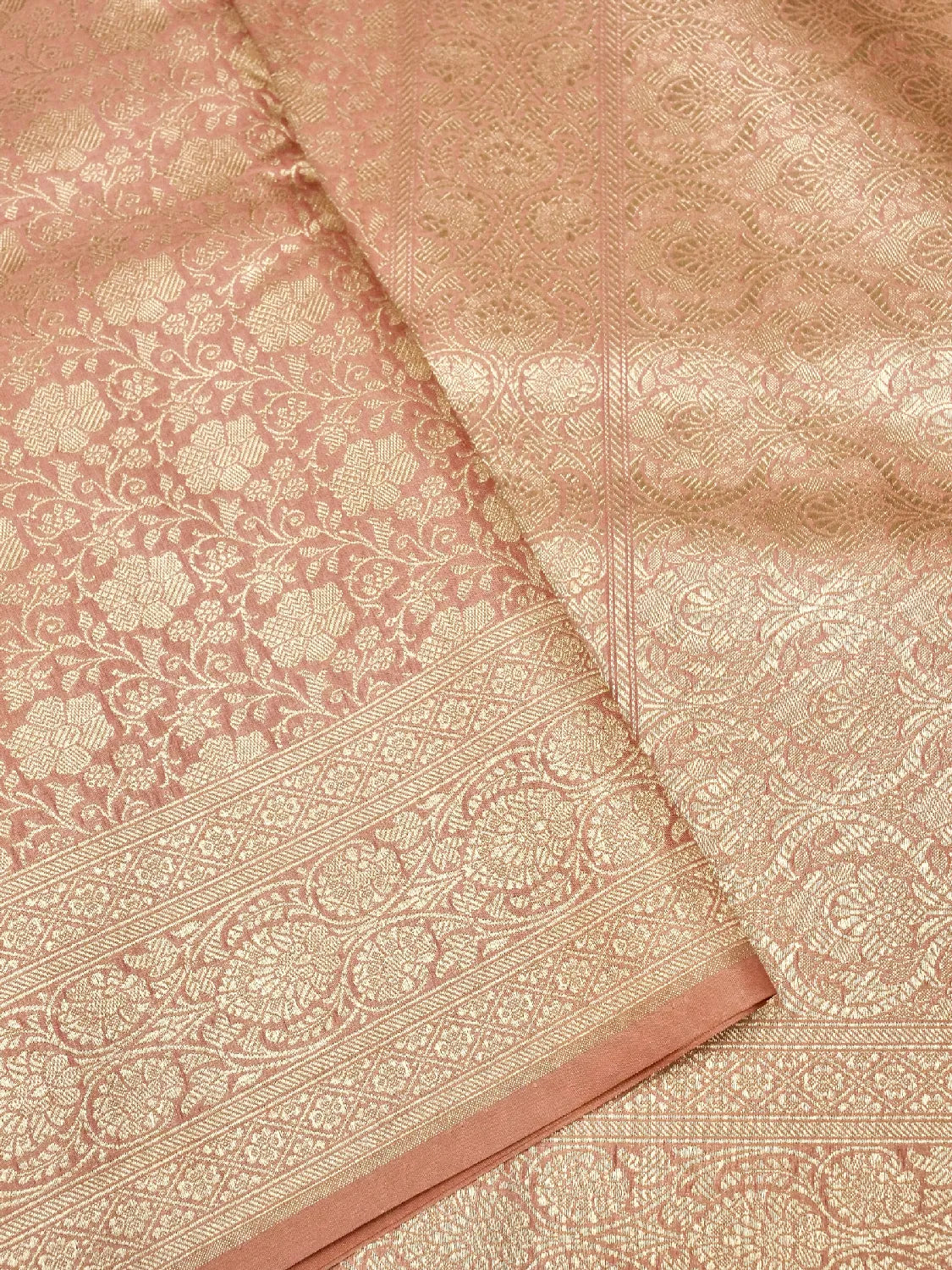 Regal Dusty Rose Banarasi katan Silk Saree with Gold Zari Brocade DSK0030