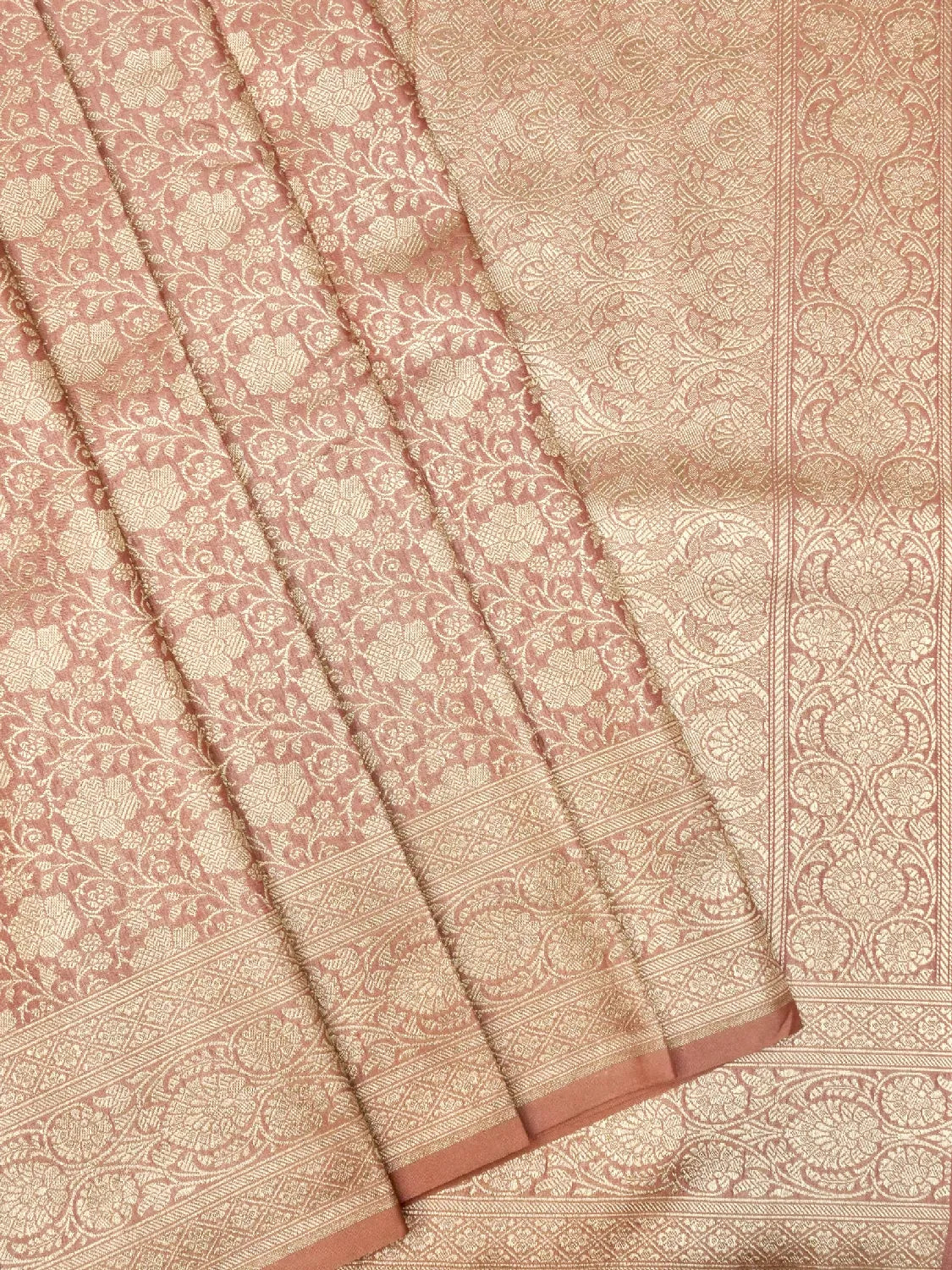 Regal Dusty Rose Banarasi katan Silk Saree with Gold Zari Brocade DSK0030