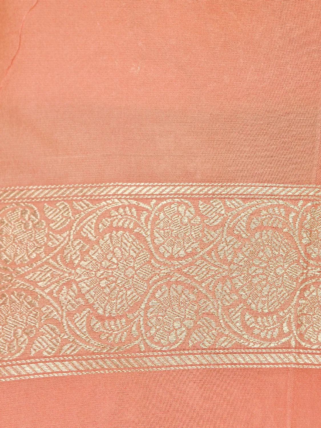 Soft Peach Banarasi Katan Silk Saree with All-Over Gold Brocade Floral Jaal DSK0031