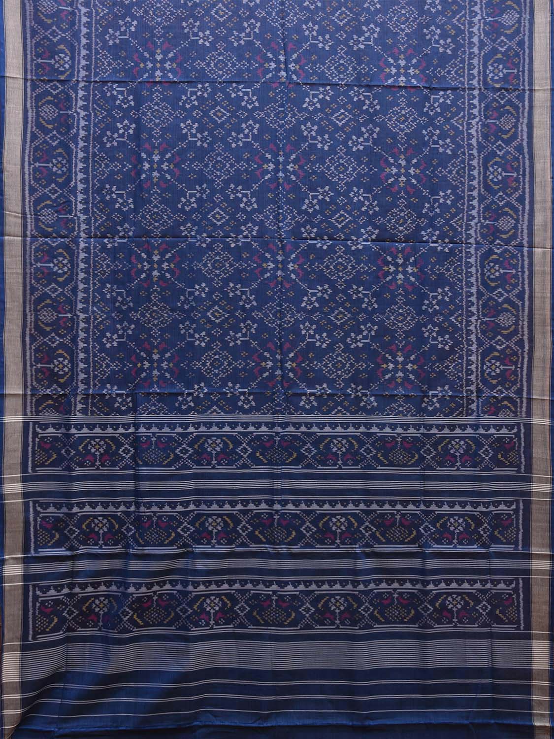 Dark Blue Pochampally Ikat Cotton Handloom Saree with All Over and Border Design i0881
