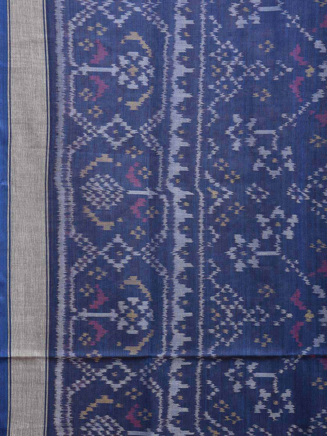 Dark Blue Pochampally Ikat Cotton Handloom Saree with All Over and Border Design i0881