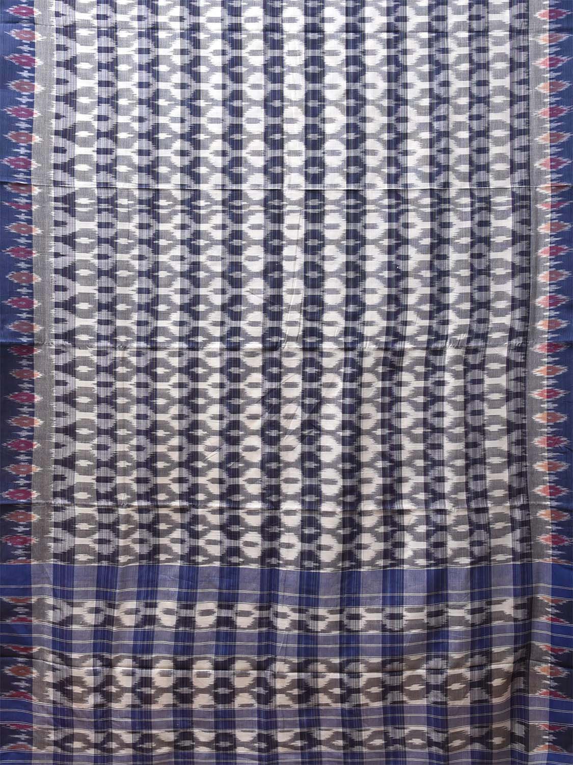 Blue and Black Pochampally Ikat Cotton Handloom Saree with Strips Design No Blouse i0917