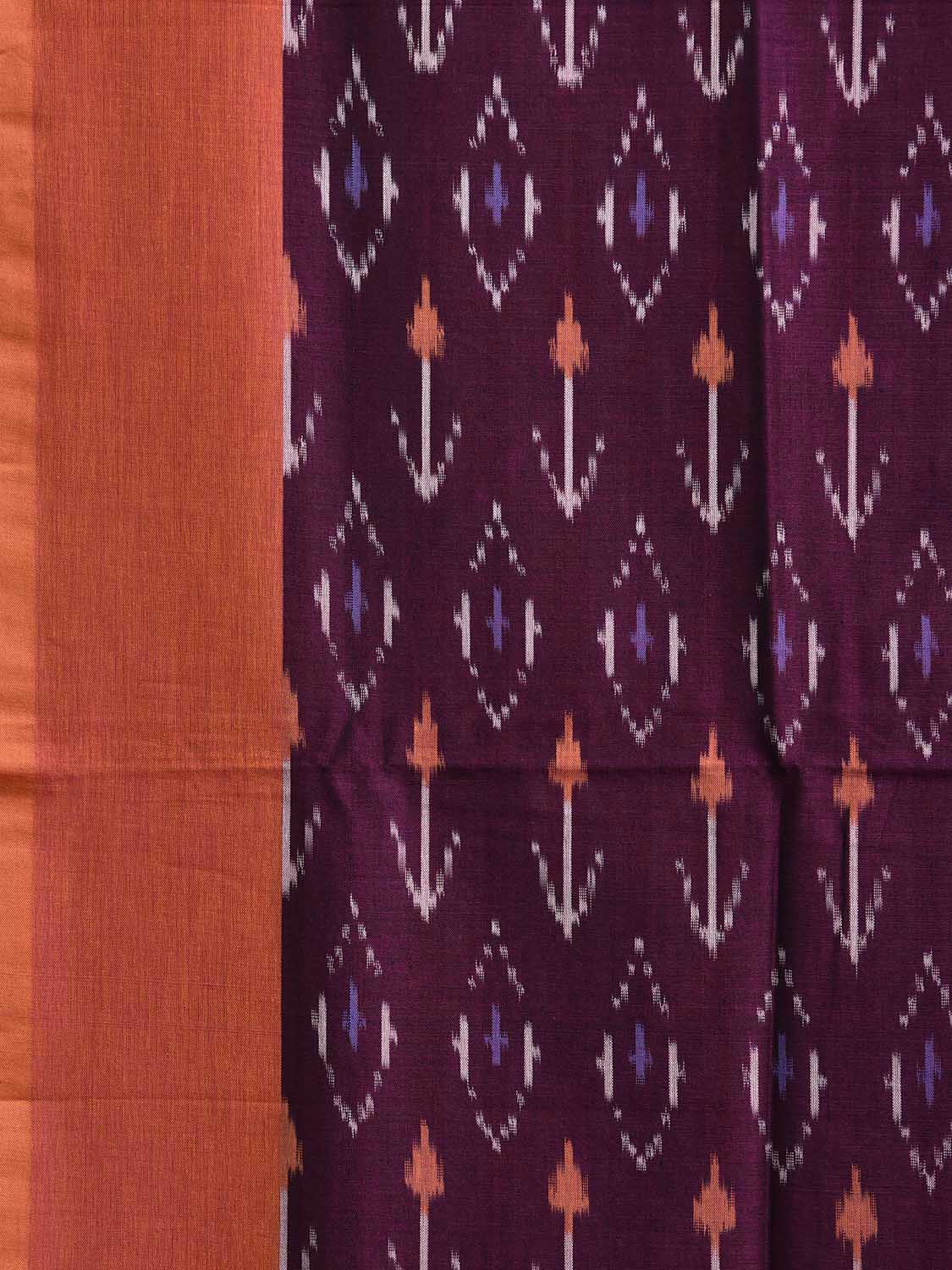 Wine and Orange Pochampally Ikat Cotton Handloom Saree with All Over Design No Blouse i0927