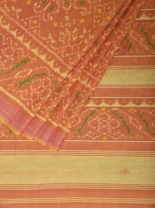 Light Orange Ikat Cotton Handloom Saree with All Over Design i0929