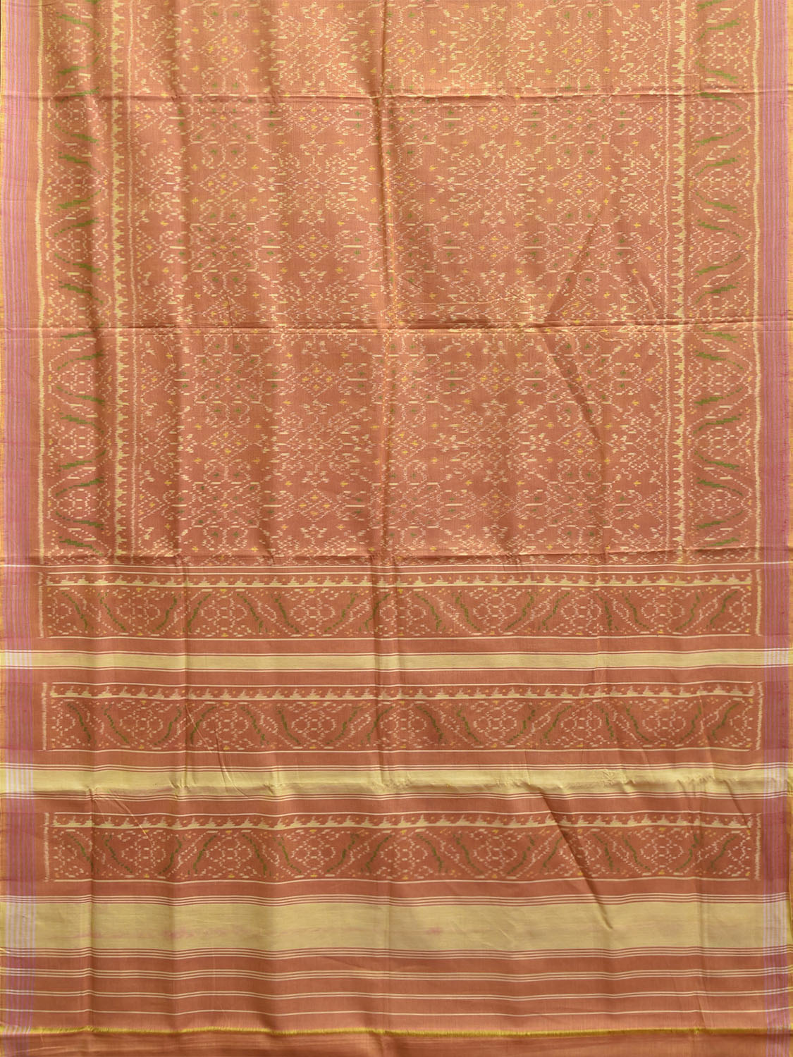 Light Orange Ikat Cotton Handloom Saree with All Over Design i0929
