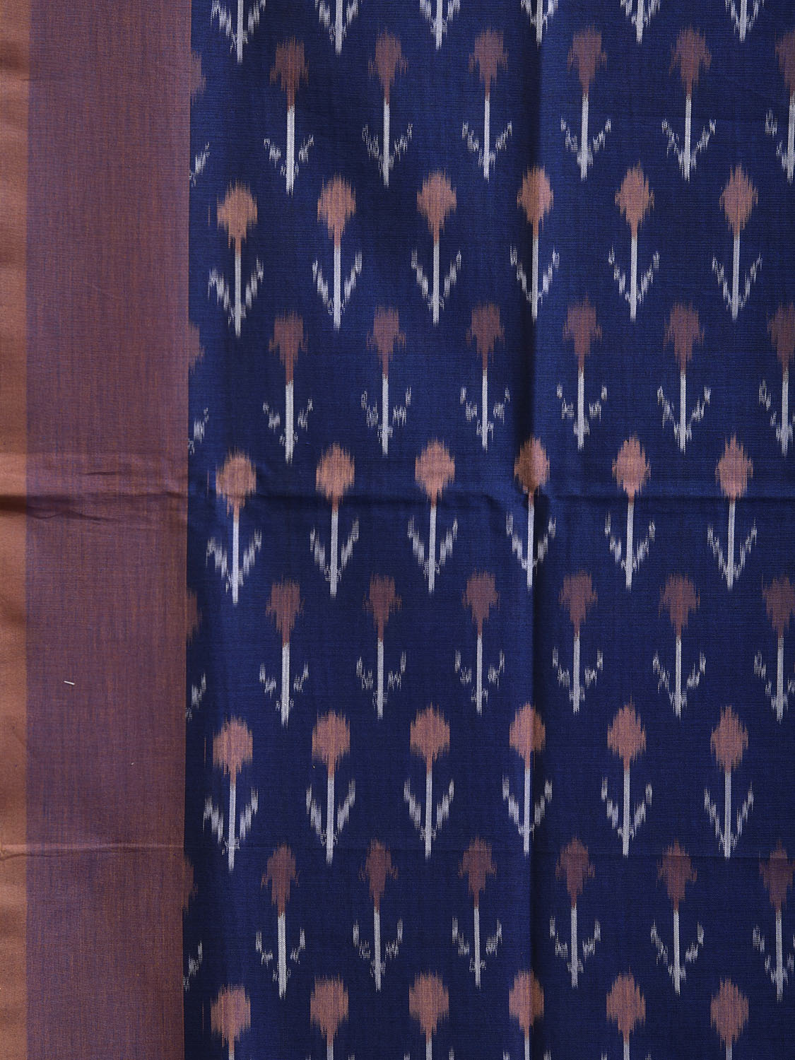 Navy Ikat Cotton Handloom Saree with Arrow Head Buta Design No Blouse i0933