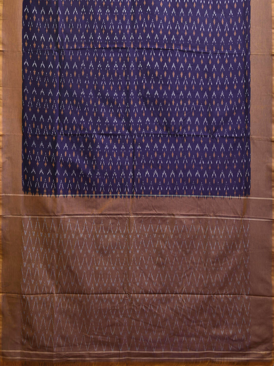 Indigo Ikat Cotton Handloom Saree with All Over Arrow Head Buta Design No Blouse i0937