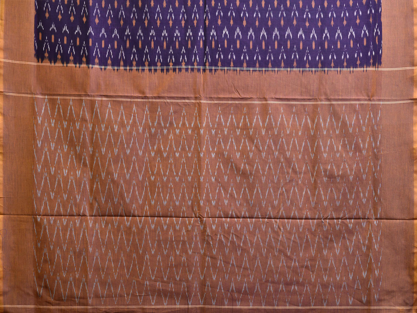 Indigo Ikat Cotton Handloom Saree with All Over Arrow Head Buta Design No Blouse i0937