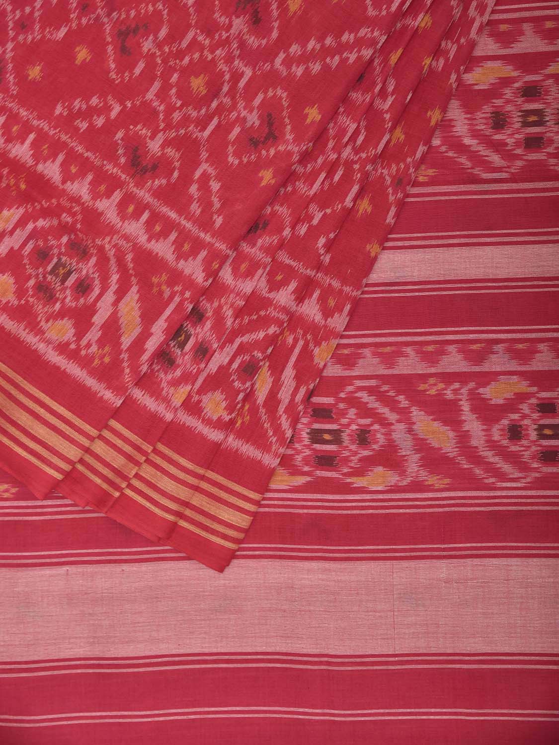 Pink Ikat Cotton Handloom Saree with All Over Grill Design i0947