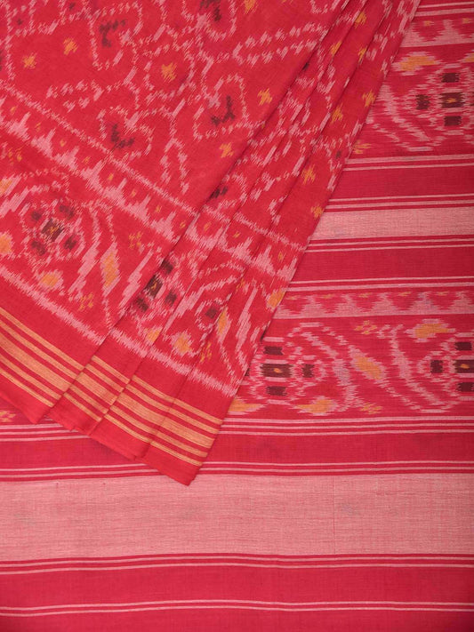 Pink Ikat Cotton Handloom Saree with All Over Grill Design i0947
