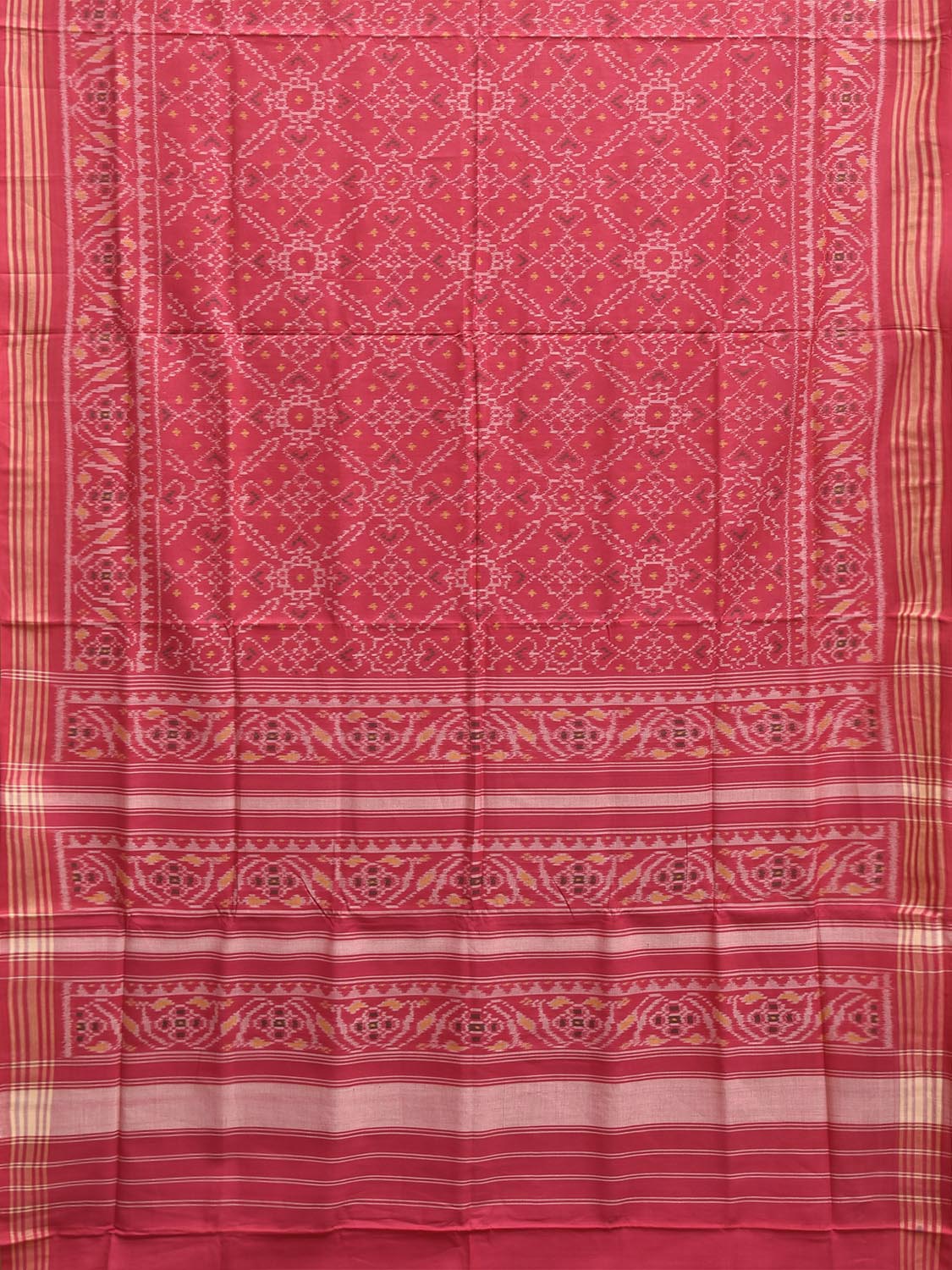 Pink Ikat Cotton Handloom Saree with All Over Grill Design i0947