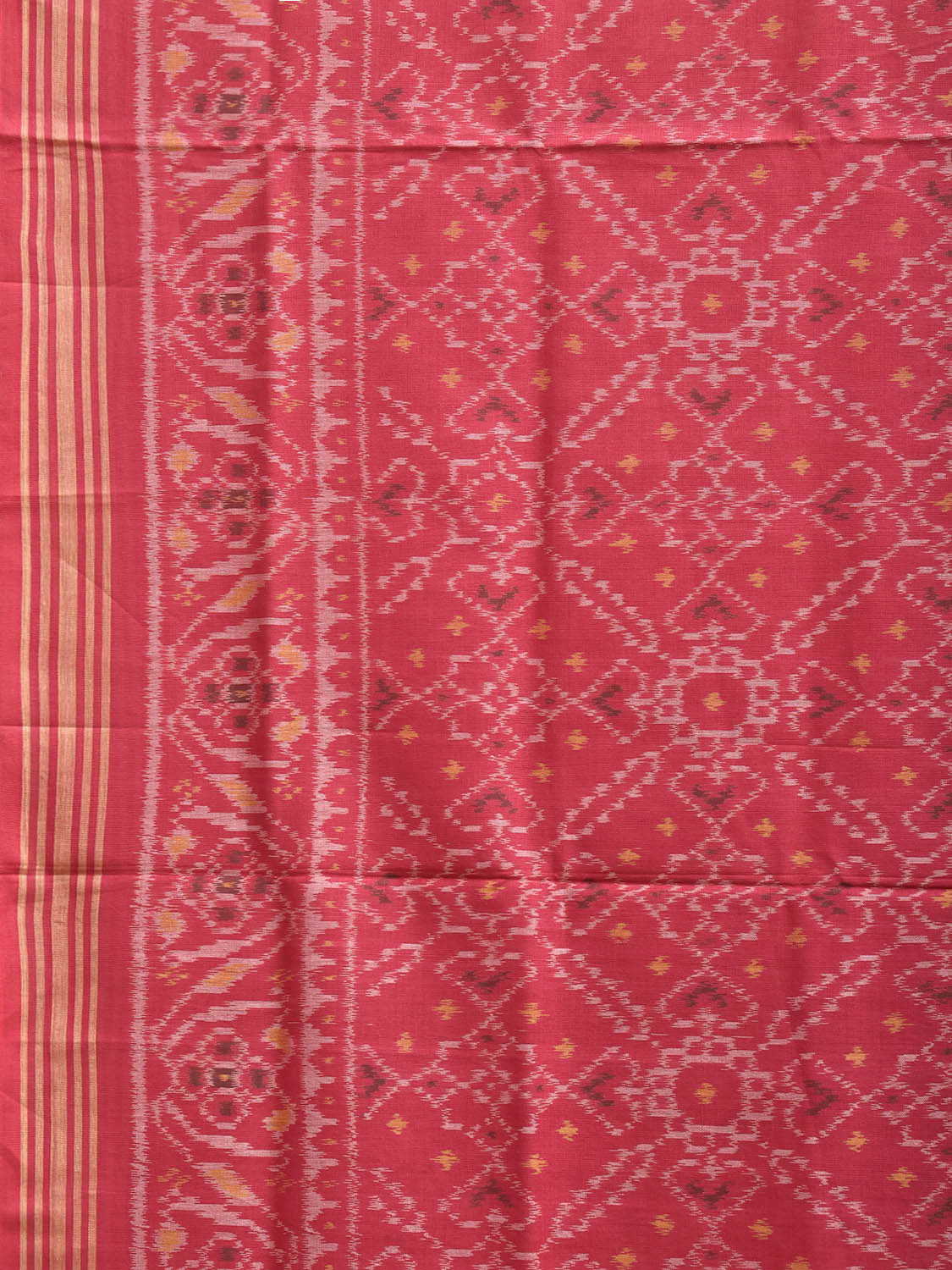 Pink Ikat Cotton Handloom Saree with All Over Grill Design i0947