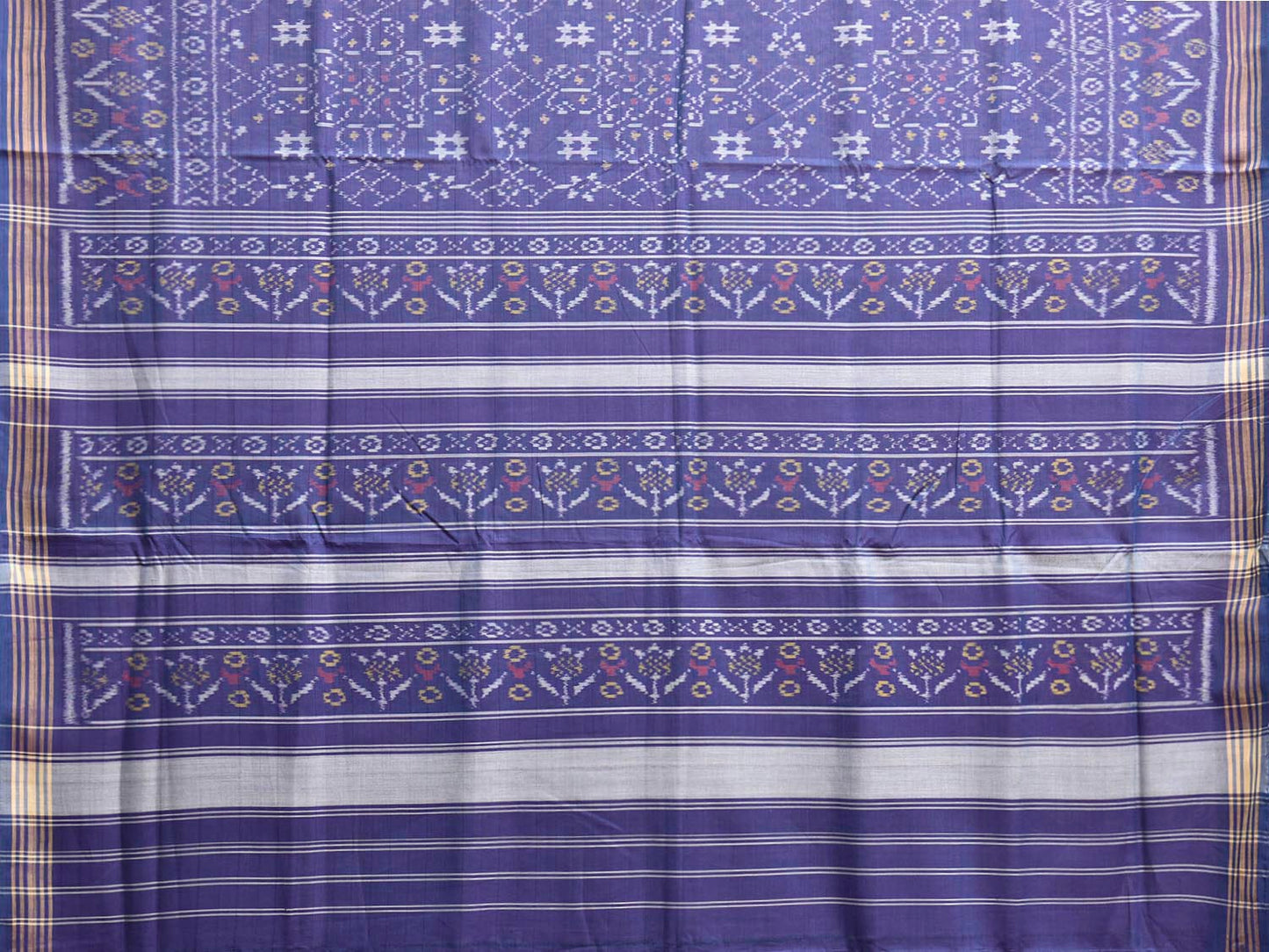 Dark Blue Ikat Cotton Handloom Saree with All Over Grill Design i0948