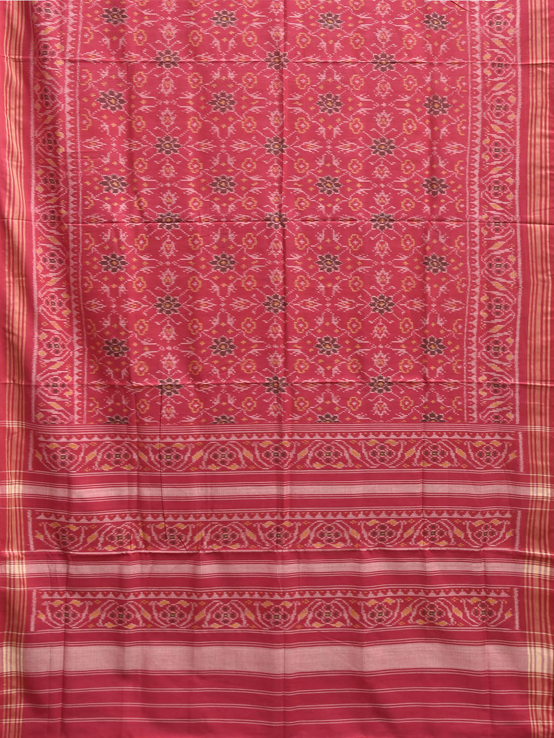Pink Ikat Cotton Handloom Saree with All Over Circles Design i0949