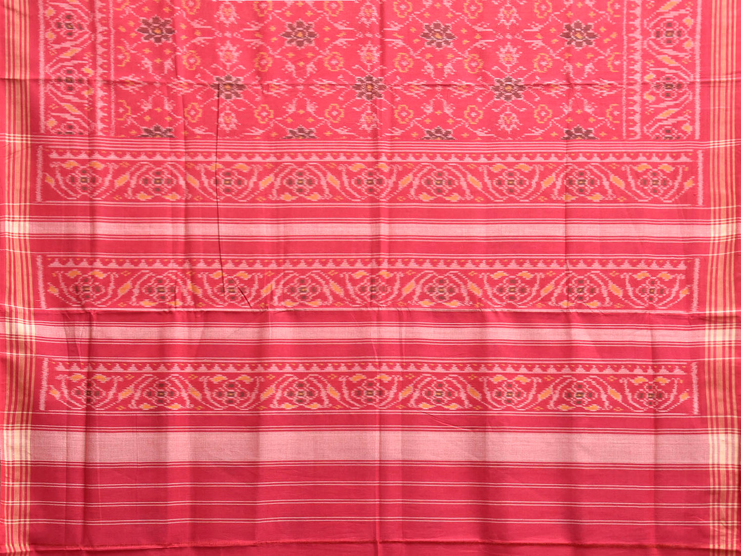 Pink Ikat Cotton Handloom Saree with All Over Circles Design i0949