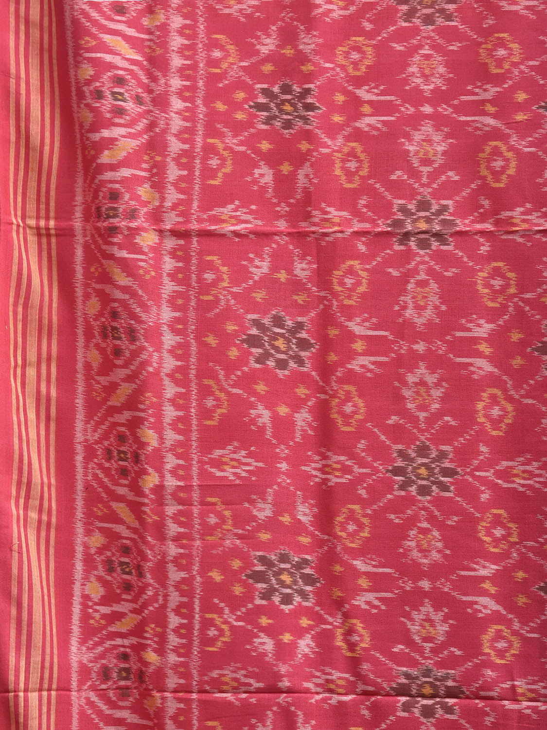 Pink Ikat Cotton Handloom Saree with All Over Circles Design i0949