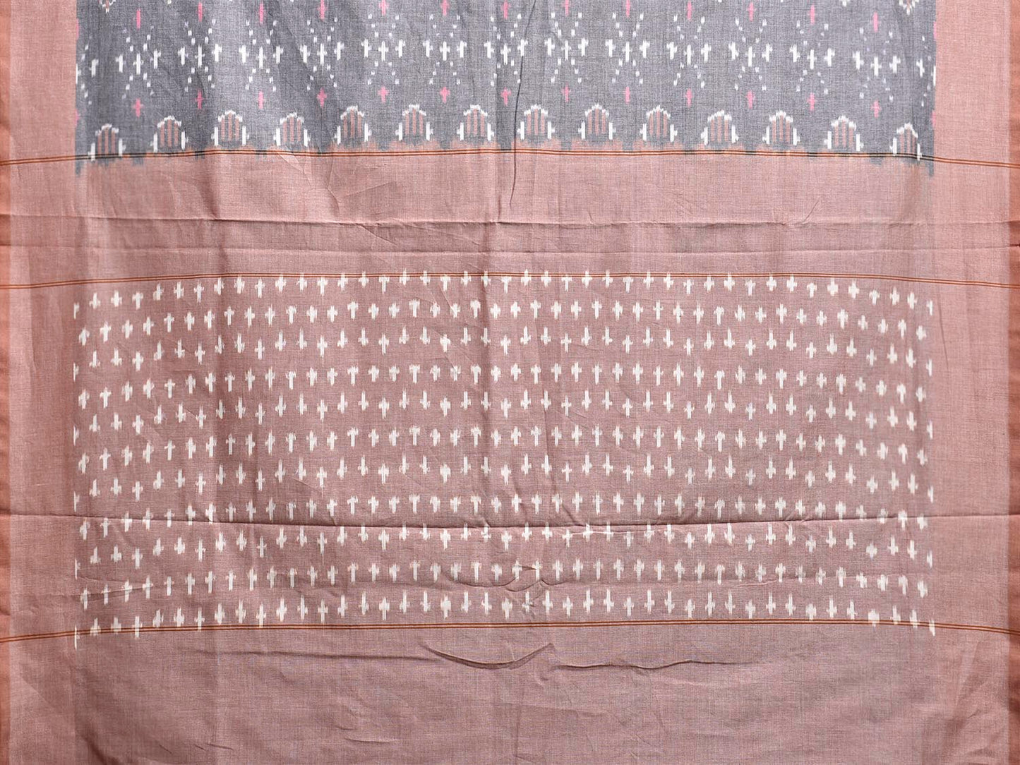 Grey Pochampally Ikat Cotton Handloom Saree with Body Buta Design No Blouse i0951