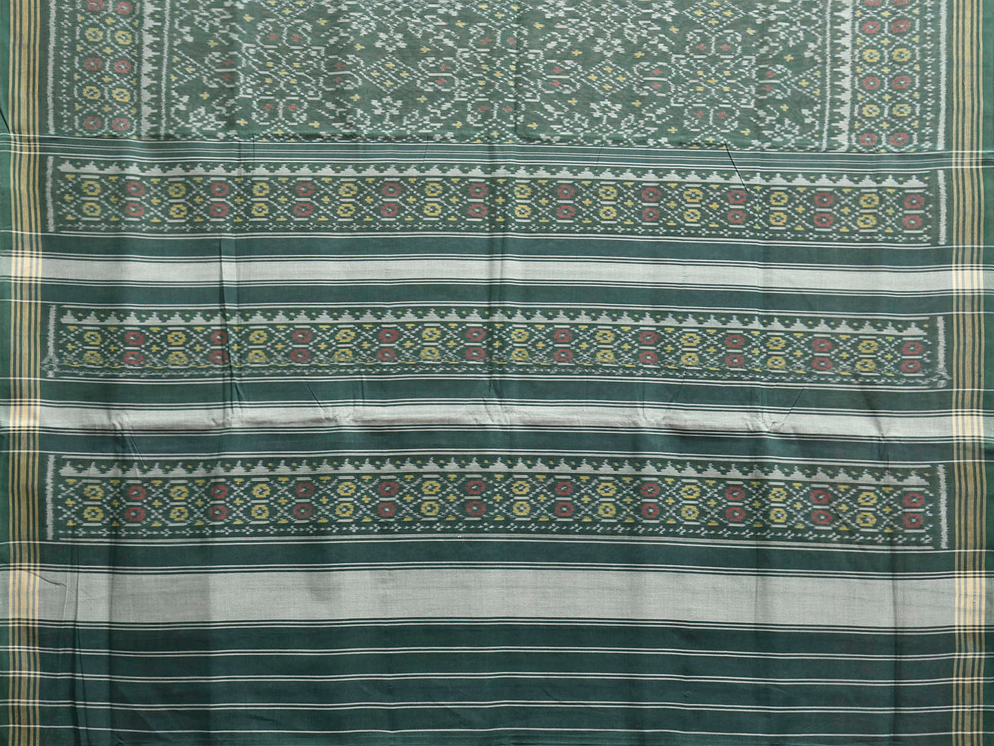 Green Ikat Cotton Handloom Saree with All Over Design i0959
