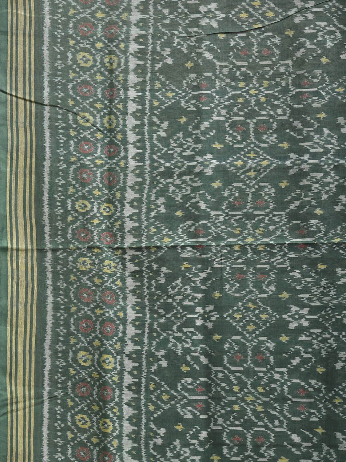 Green Ikat Cotton Handloom Saree with All Over Design i0959