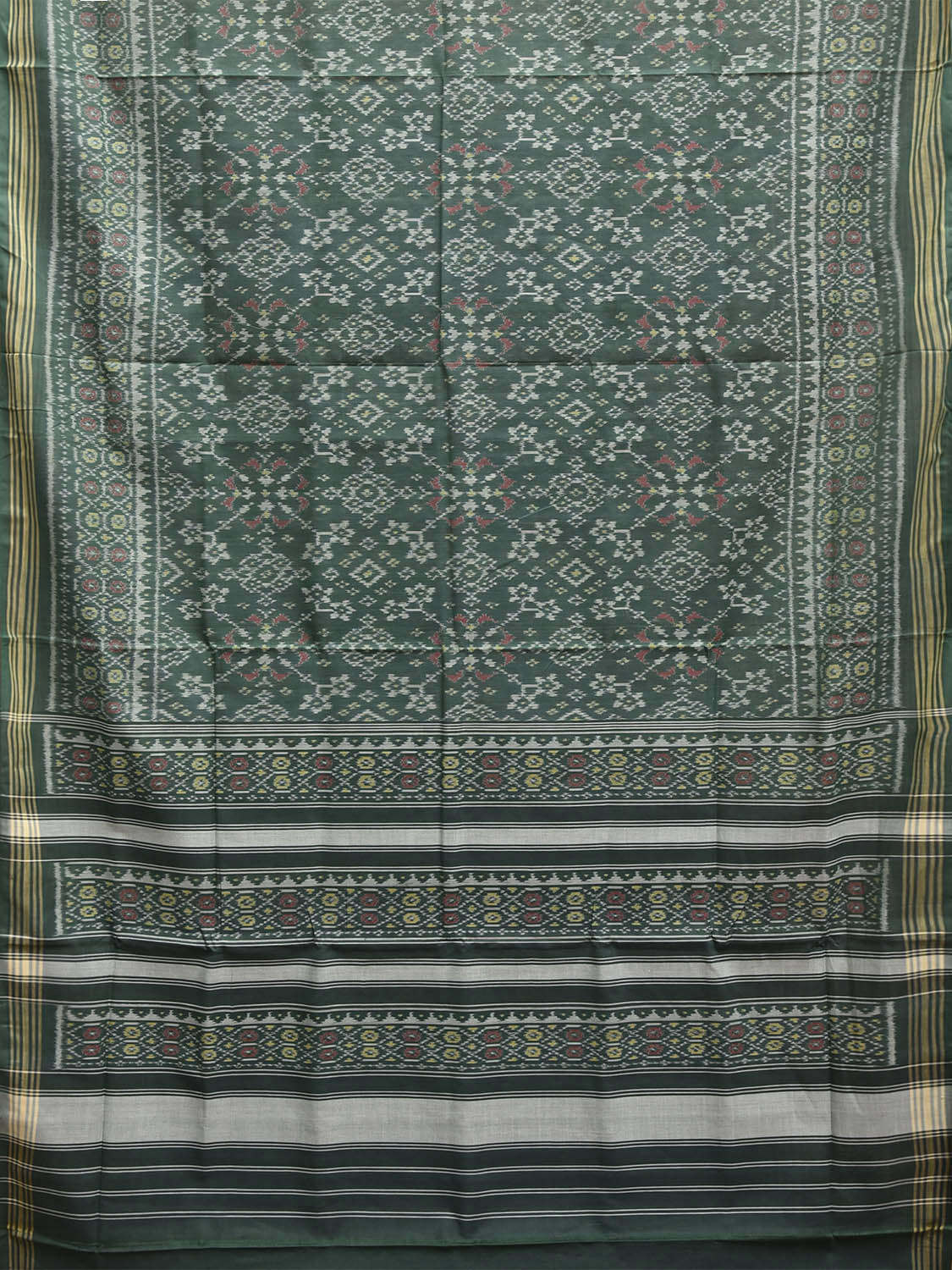 Green Ikat Cotton Handloom Saree with All Over Design i0960