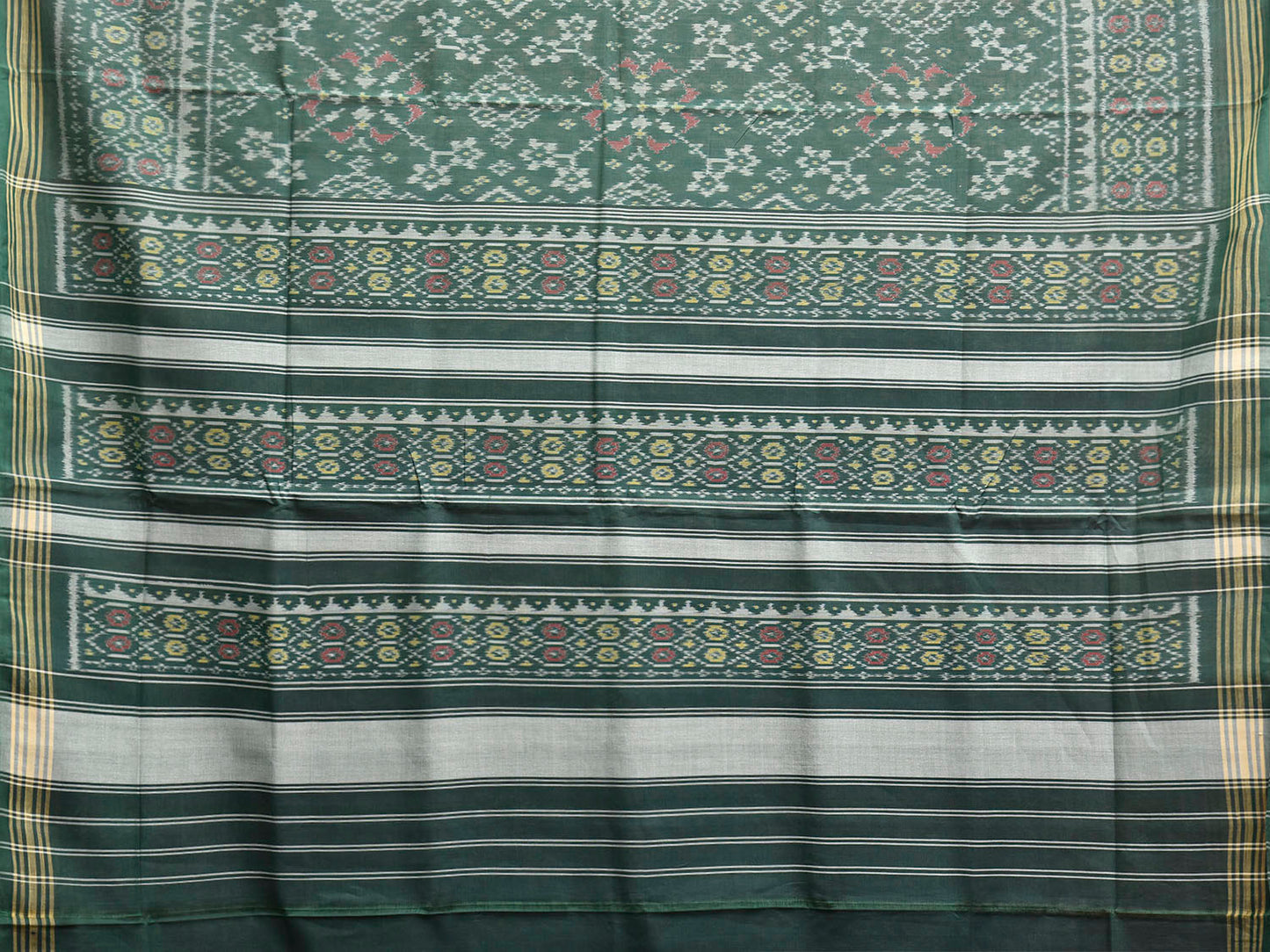 Green Ikat Cotton Handloom Saree with All Over Design i0960