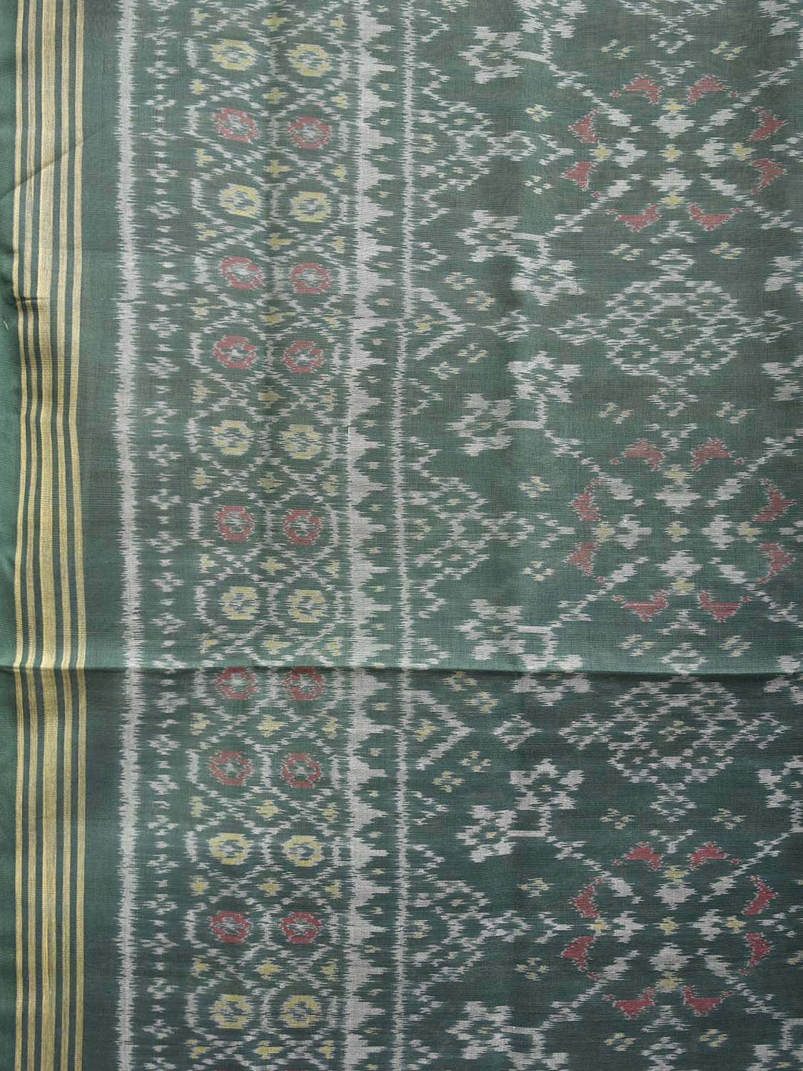 Green Ikat Cotton Handloom Saree with All Over Design i0960